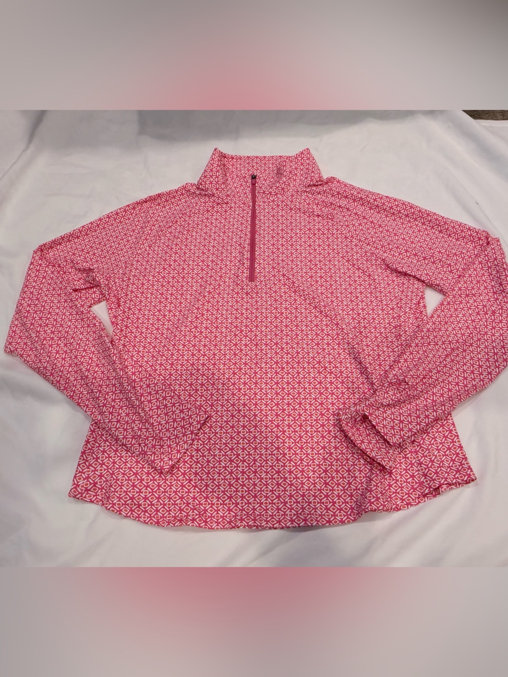 Lands End size L Women’s Hot Pink and Orange Quarter-Zip rash guard Top